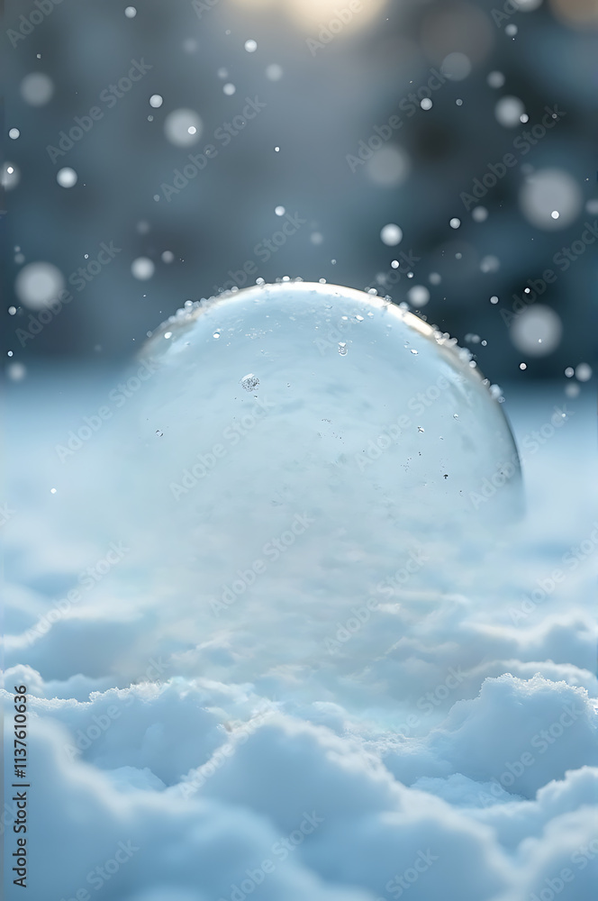  Smiling Water Sphere in a Snowy Landscape