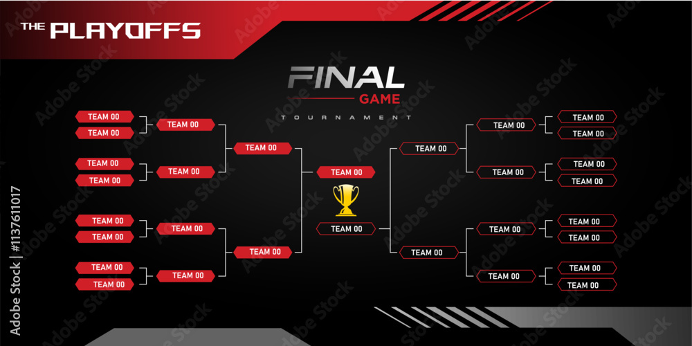 modern black and red sport game competition bracket vector with golden cup. sport game tournament championship stage layout, elimination bracket board chart vector with champion trophy prize icon. modern black and red sport game competition bracket vector with golden cup. sport game tournament championship stage layout, elimination bracket board chart vector with champion trophy prize icon.