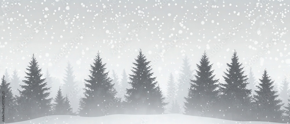 Serene Winter Landscape with Snowy Forest and Gentle Snowfall Creating a Peaceful Atmosphere in a Wintry Scene Serene Winter Landscape with Snowy Forest and Gentle Snowfall Creating a Peaceful Atmosphere in a Wintry Scene
