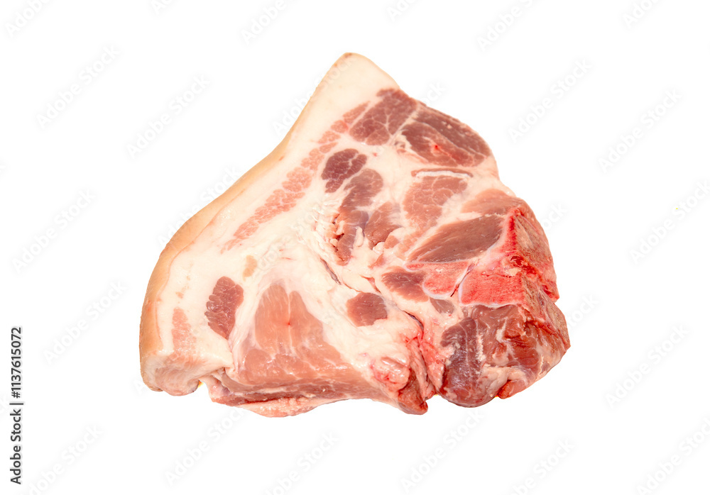 A piece of meat with red and white spots A piece of meat with red and white spots