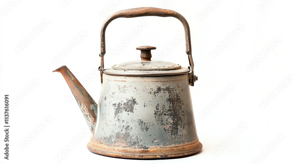 Old rustic kettle isolated on white background Old rustic kettle isolated on white background