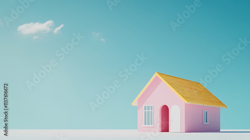 Wallpaper Mural Artistic space with minimalist pink house design Torontodigital.ca