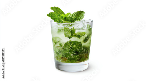 Mint julep cocktail isolated on white background