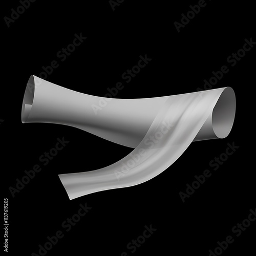 White paper flying, sheet falls and twists isolated on black, clipping path photo