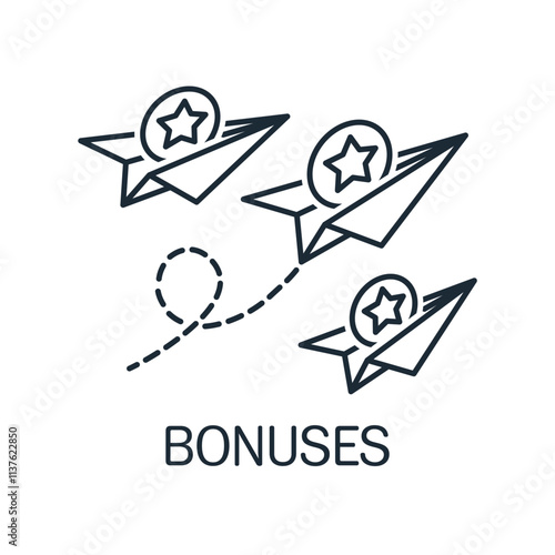 Accumulate, collect bonuses. Marketing program. Vector linear icon isolated on white background.