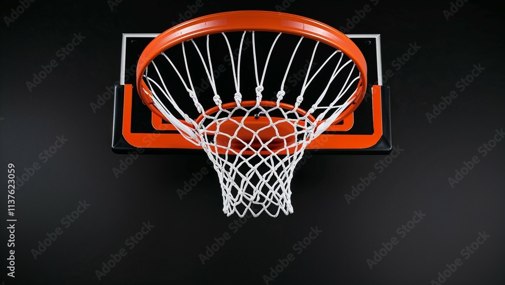 An orange basketball soars towards a blue hoop, aiming for a winning shot on the outdoor court An orange basketball soars towards a blue hoop, aiming for a winning shot on the outdoor court