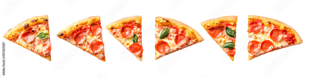 Set of delicious pizza slices, cut out, white or transparent background Set of delicious pizza slices, cut out, white or transparent background