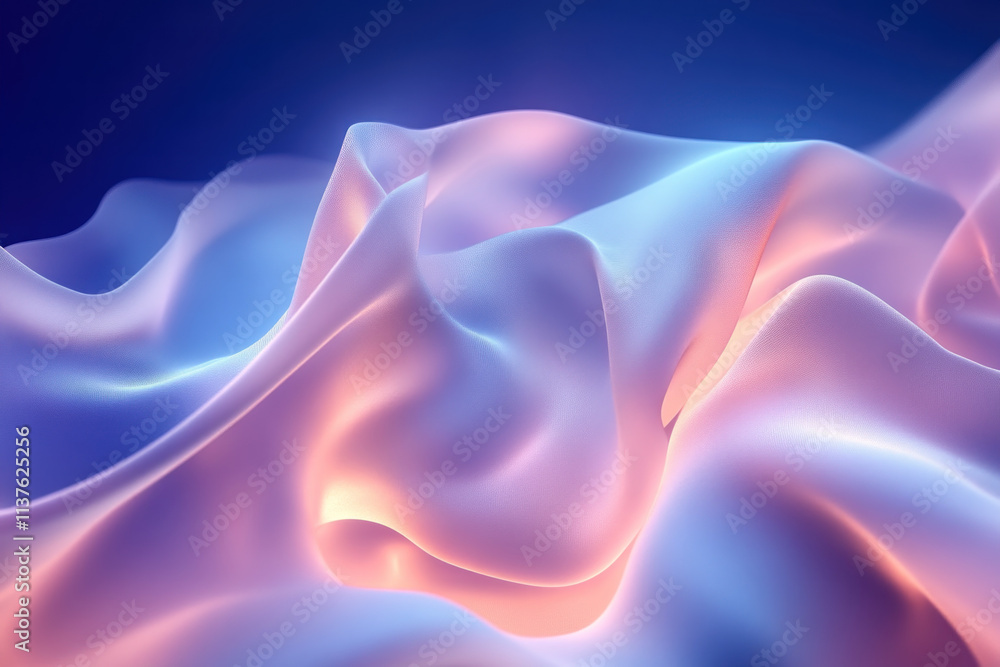 Obraz premium Abstract Flowing Cloth Creates Smooth Waves with Pink and Purple Hues