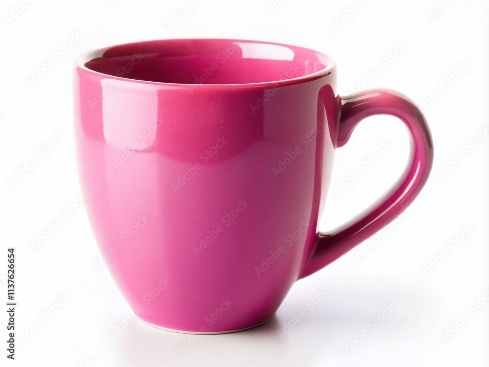 Pink Ceramic Mug, Isolated White Background, Studio Photography,  Clean Minimalist Product Shot,  Drinkware Image