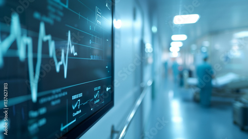 Upward Trend Cancer Rates Graph with Digital Display and Medical Context, Emphasizing Public Health Concerns