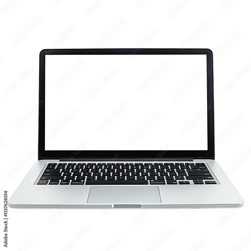 Modern computerlaptop with blank screen on white and transparent background Modern computerlaptop with blank screen on white and transparent background