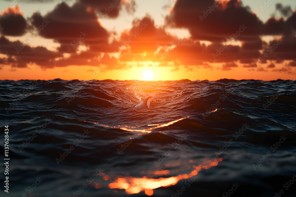 Breathtaking Sunset Over Calm Ocean Waves with Dramatic Sky Filled with Clouds and Warm Colors Breathtaking Sunset Over Calm Ocean Waves with Dramatic Sky Filled with Clouds and Warm Colors