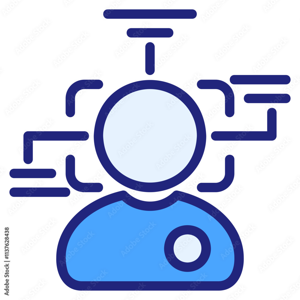 Face recognition blue color style icon Face recognition blue color style icon