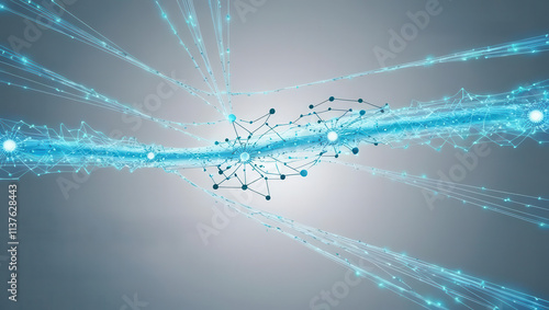 Nanotechnology Analytics Concept. Innovative nanosensors visualizing real time data flows in nanotechnology photo