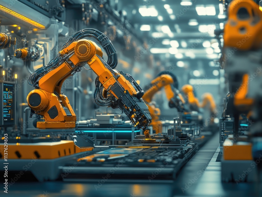 Industrial Robotics on Conveyor Belt Industrial Robotics on Conveyor Belt