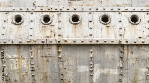 Detailed View of Weathered Ship Plating, A Timeless Industrial Metal Texture