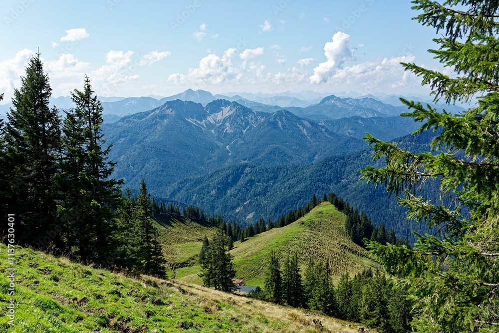 Naklejka premium Scenic mountain view with lush greenery