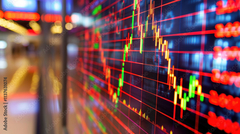 Fototapeta premium Dynamic Stock Market Data: A Visual Representation of Financial Trends