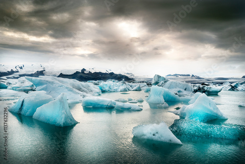 Iceland, South of Iceland, Joekulsarlon glacier lake, icebergs photo