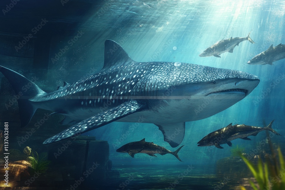 Obraz premium Whale Shark with Remoras