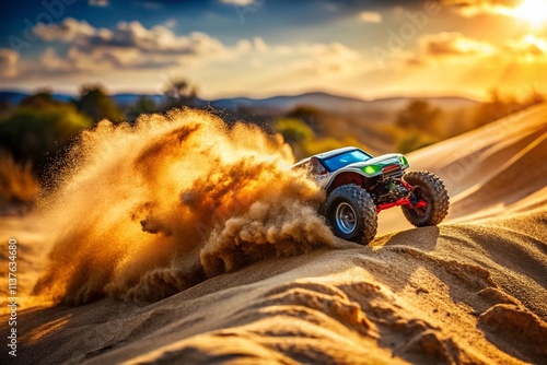 RC Car Racing, Sandy Desert, Off-Road, Hobby, Toy Car, Remote Control, Action Shot, Extreme Sport,  Dust Cloud, Speed, Adventure, Competition,  Dune Buggy, 4x4,  Radio Controlled, 
