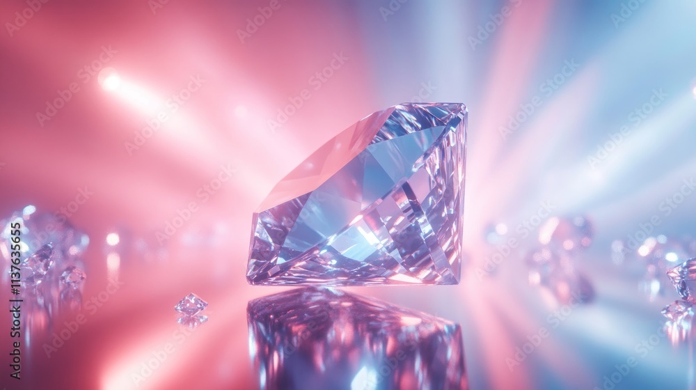 Sparkling diamond gemstone with neon light. Sparkling diamond gemstone with neon light.