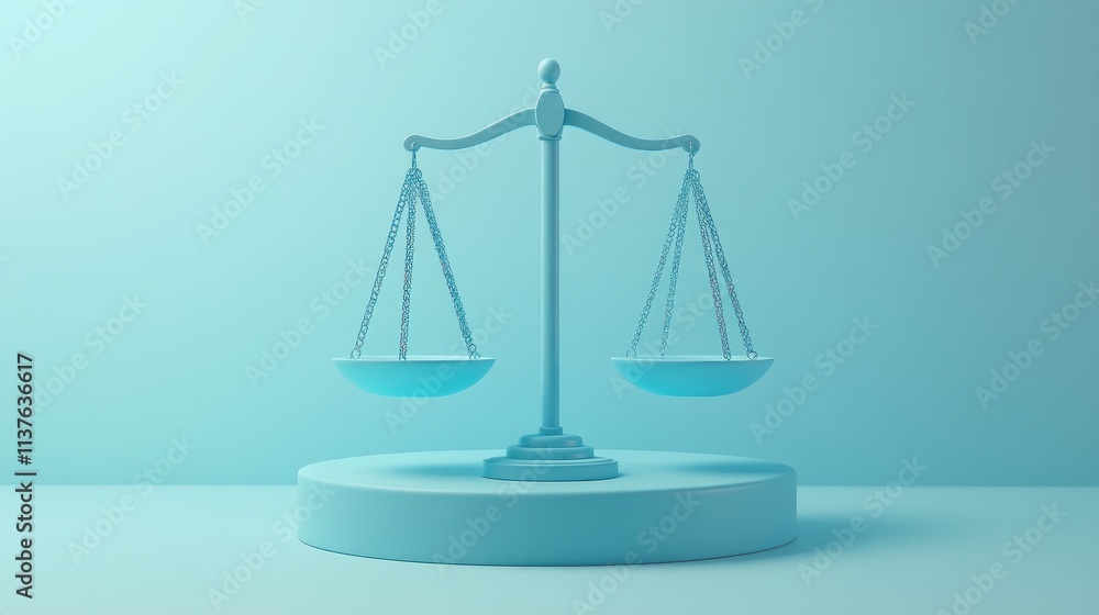3D rendered scales of justice on a pedestal. 3D rendered scales of justice on a pedestal.