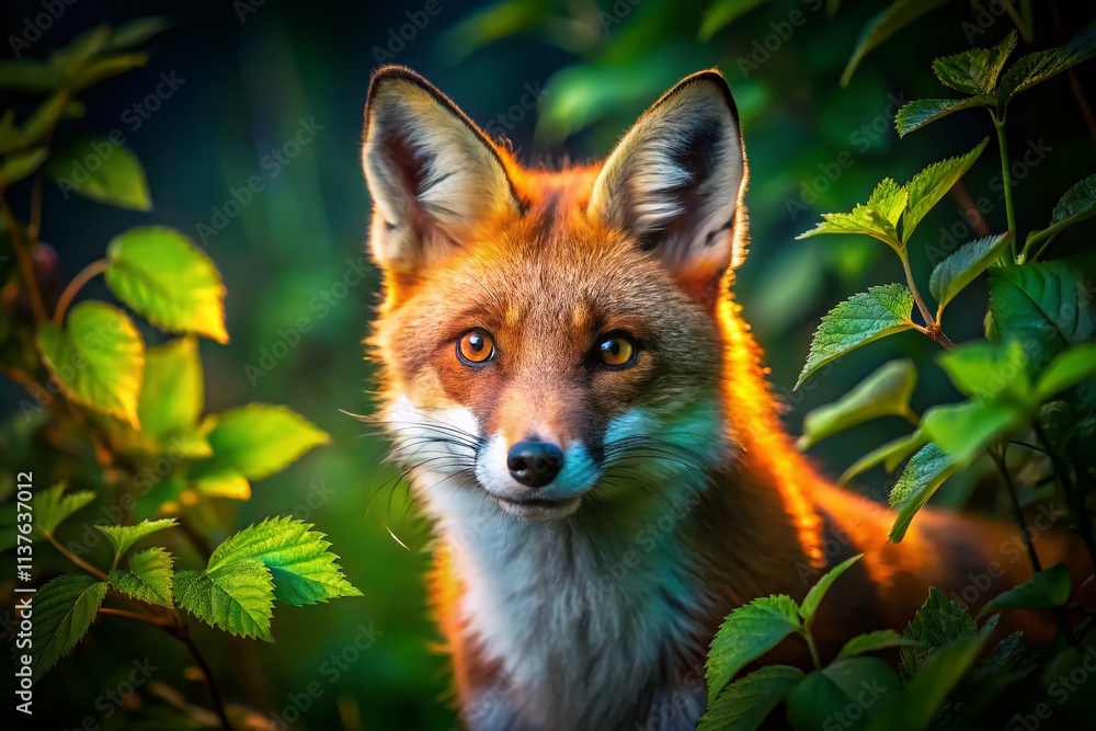Red Fox Summer Night Photography: Close-up Wildlife Image Red Fox Summer Night Photography: Close-up Wildlife Image