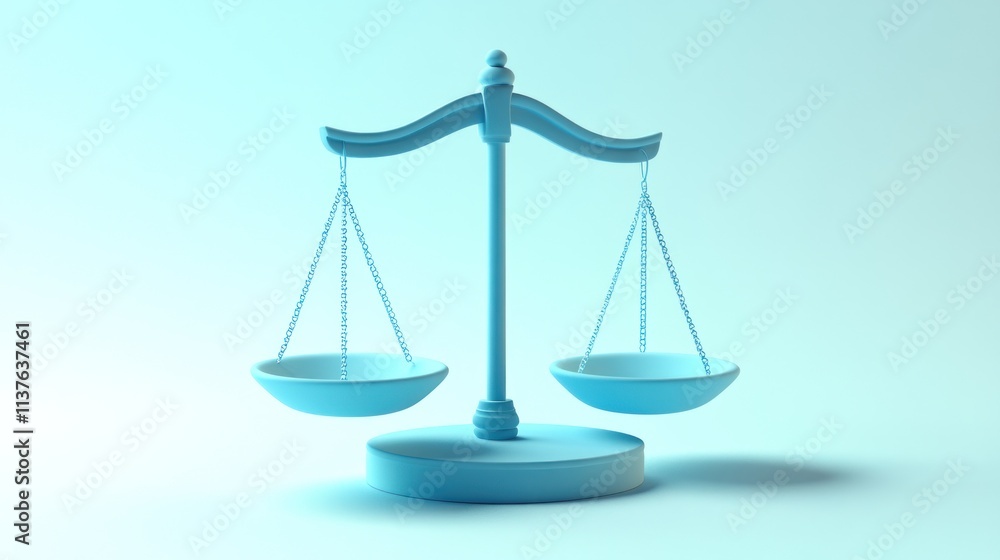 Light blue scales of justice in balance. Light blue scales of justice in balance.