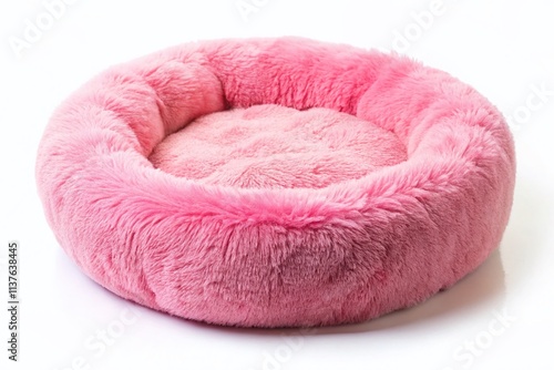 Plush Pet Bed - Soft Pink Round Cozy Nest