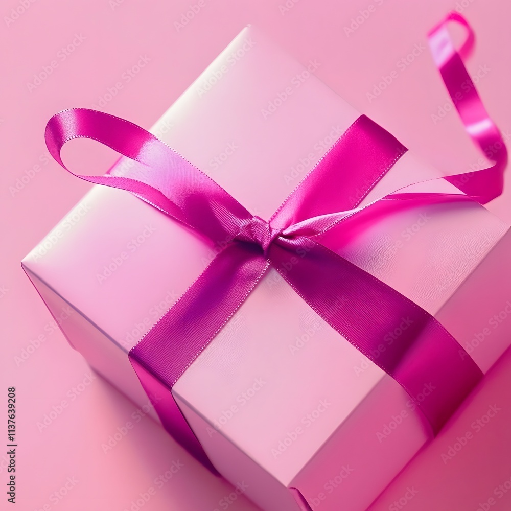 Pink Gift Present Box with a ribbon for Christmas or as a birthday surprise Pink Gift Present Box with a ribbon for Christmas or as a birthday surprise