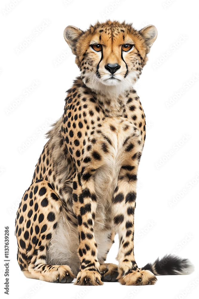A Cheetah Sitting Gracefully, with Its Distinctive Spotted Coat and Elegant Posture, Isolated on a Transparent Background. Perfect for Wildlife, Animal, or Nature-Themed Designs A Cheetah Sitting Gracefully, with Its Distinctive Spotted Coat and Elegant Posture, Isolated on a Transparent Background. Perfect for Wildlife, Animal, or Nature-Themed Designs