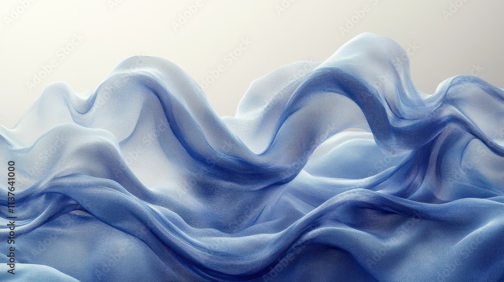 Fototapeta premium Stunning Blue Fabric Texture: A Detailed Close-up of a Flowing Fabric