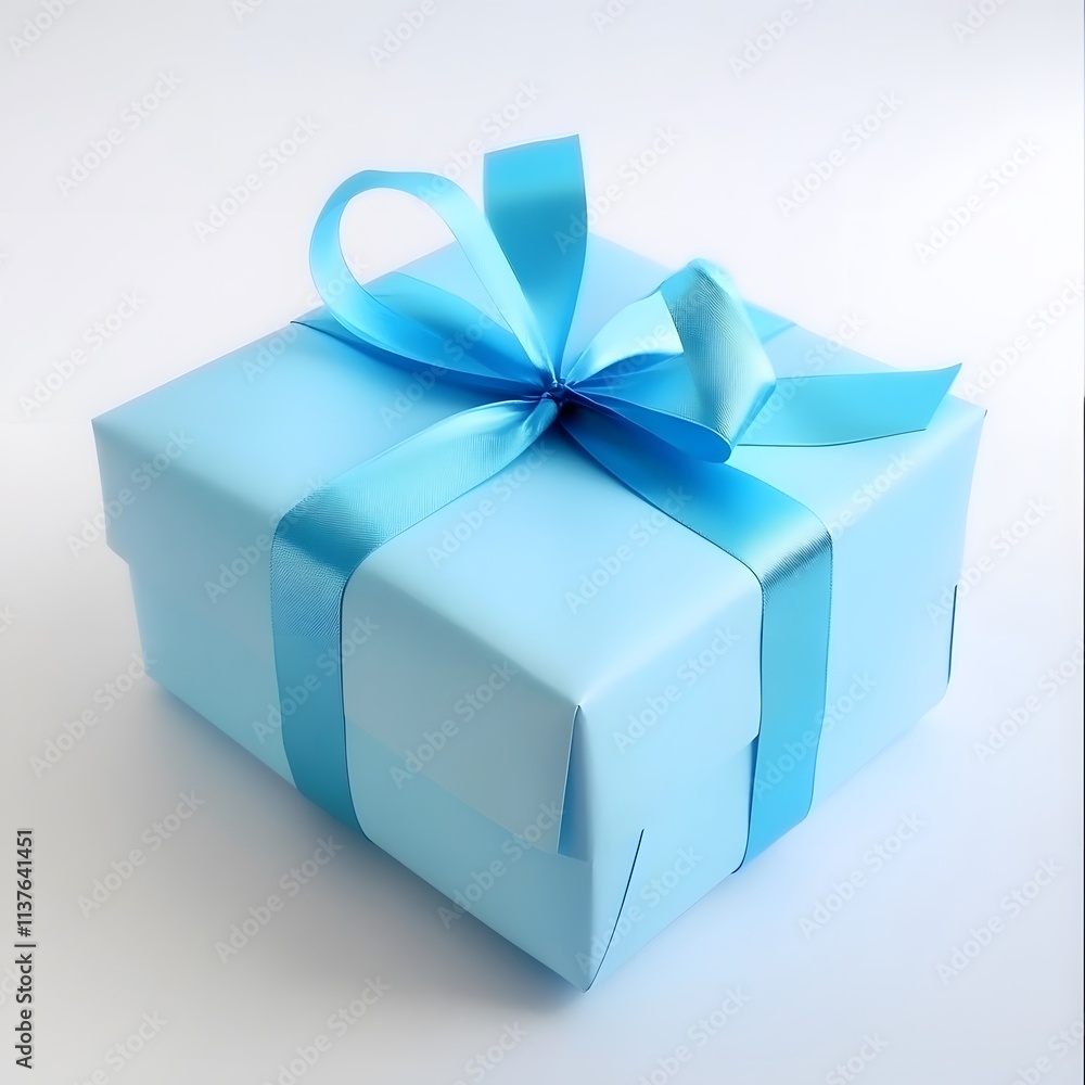 Fototapeta premium Blue Gift Present Box with a ribbon for Christmas or as a birthday surprise