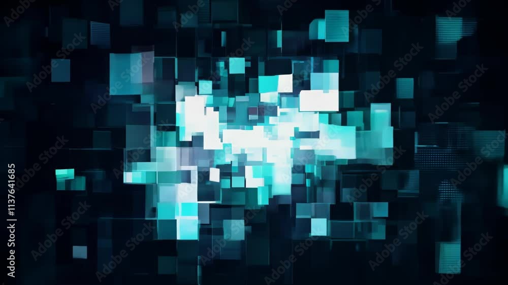 Dynamic abstract shapes and colors create an immersive visual experience in a digital art display during a nighttime exhibition Dynamic abstract shapes and colors create an immersive visual experience in a digital art display during a nighttime exhibition