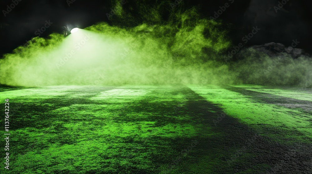 Obraz premium Enigmatic Green Landscape Scene with Dramatic Lighting