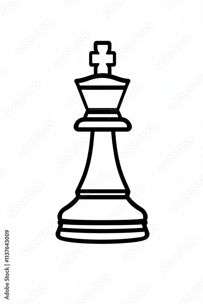 Line art illustration of a chess king piece. Line art illustration of a chess king piece.