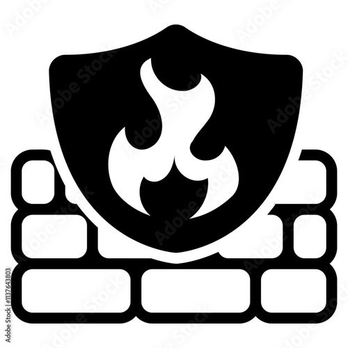 Firewall black glyph style icon