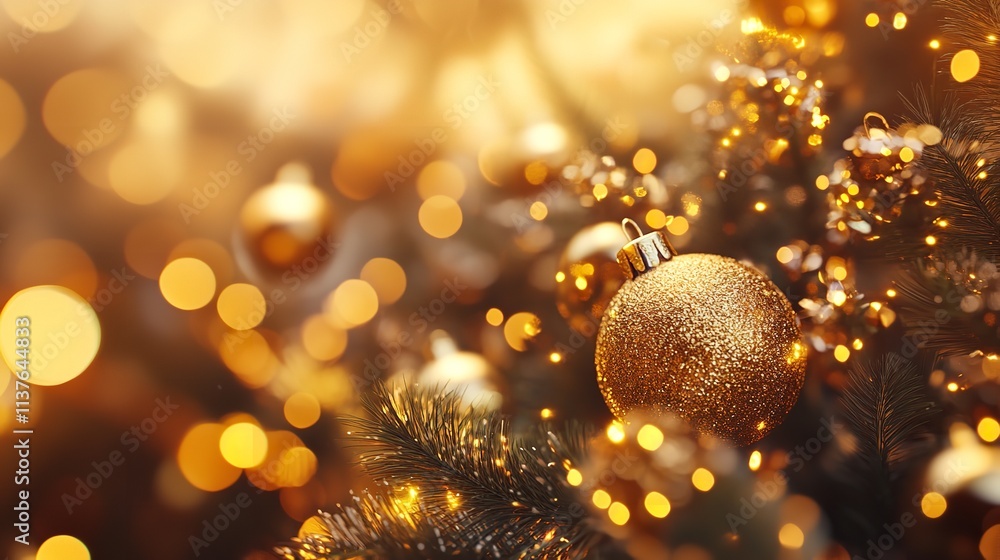 Gold Decorations Fill Background Happy New Year Celebration Gold Decorations Fill Background Happy New Year Celebration