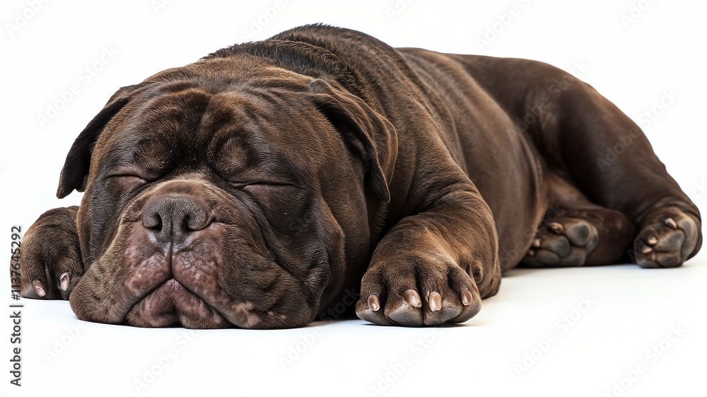Sleeping brown bulldog on white background Sleeping brown bulldog on white background