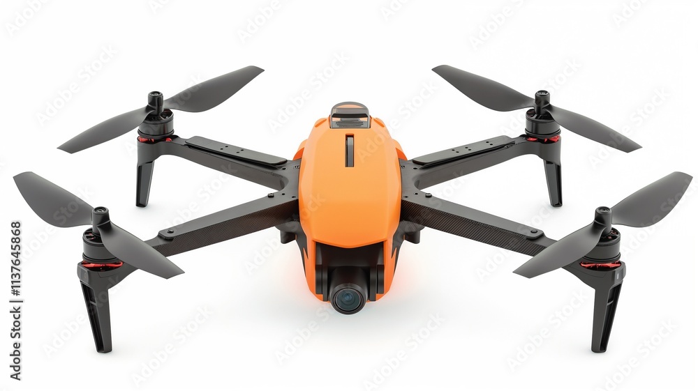 Orange drone isolated on white background Orange drone isolated on white background