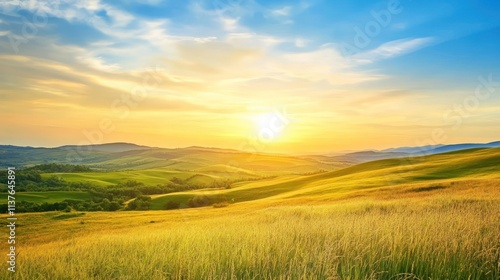 Golden Hour Hills: A Serene Sunset Landscape