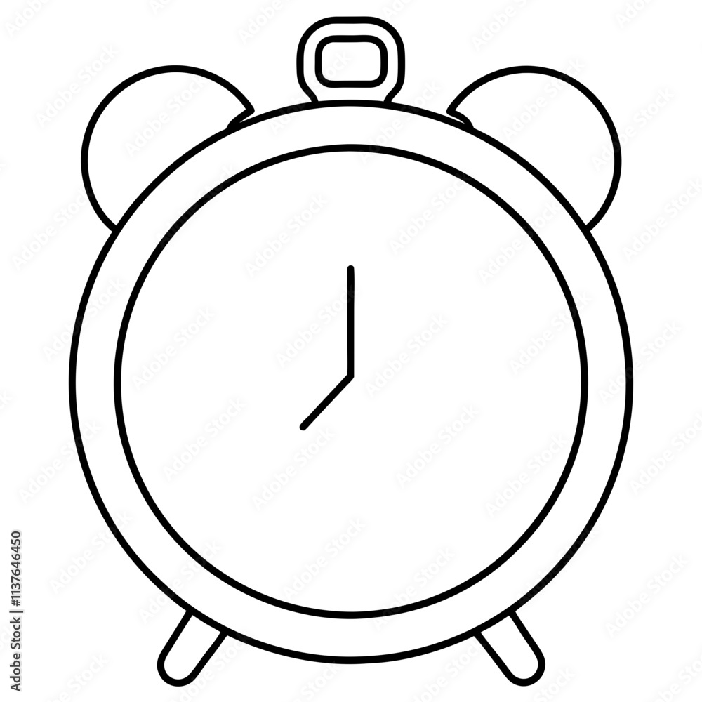 Alarm clock outline shape black & white vector art, Clock outline modern style silhouette illustration, Modern clock outline vector design Alarm clock outline shape black & white vector art, Clock outline modern style silhouette illustration, Modern clock outline vector design