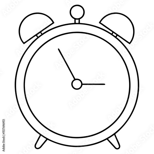 Alarm clock outline shape black & white vector art, Clock outline modern style silhouette illustration, Modern clock outline vector design