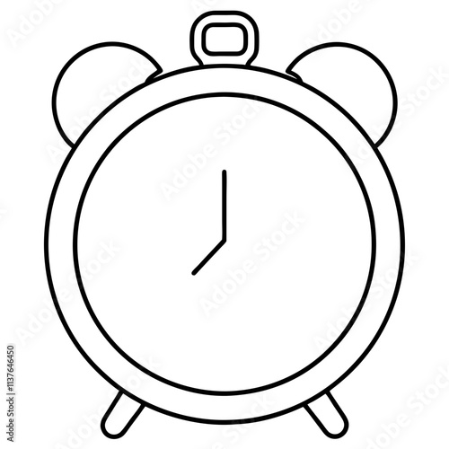 Alarm clock outline shape black & white vector art, Clock outline modern style silhouette illustration, Modern clock outline vector design