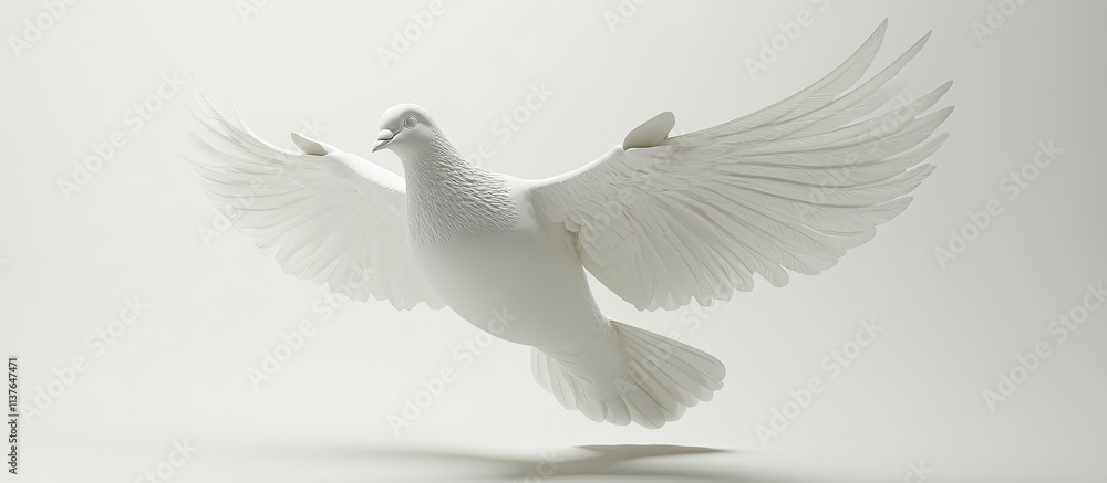 Obraz premium Serene White Dove in Flight: A Symbol of Peace and Hope