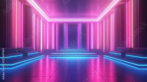 Wallpaper Mural Neon Retro Futuristic Palace Interior Design Torontodigital.ca