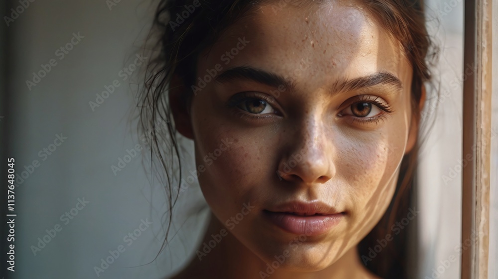 Beautiful young woman with clean fresh skin on face. Beautiful young woman with clean fresh skin on face.