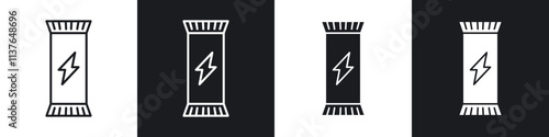 Energy bar icons collection in black filled and line style.