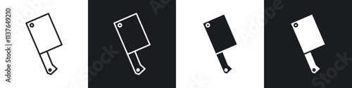 Hatchet icons collection in black filled and line style.